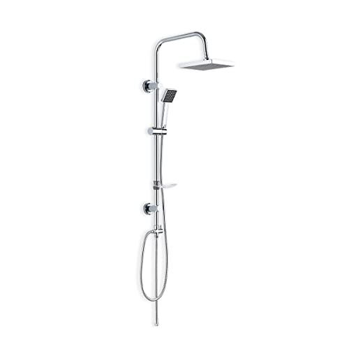 Dp Bath - Ry-S002 Set Doccia Quadrato, Acciaio Inossidabile, Argento