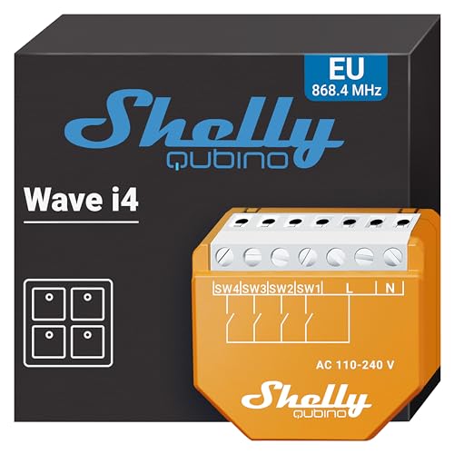 Shelly Qubino Wave I4, Modulo Di Controllo Remoto Z-Wave Con 4 Ingressi, Domotica, Senza Fili, Azioni E Scene Intelligenti, Basso Consumo Energetico,