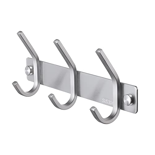 Kes Appendiabiti Da Parete Con 3 Ganci Appendiabiti Con Gancio Attaccapanni Da Muro Moderno Ganci Appendiabiti Acciaio Inox Sus 304 Spazzolato, Ah203H
