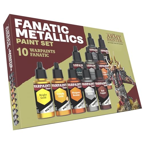 The Army Painter Warpaints Fanatic: Metallics Miniature Paint Set, 10 Vernici Acriliche Metallizzate Da 18Ml, Incl. Oro, Rame, Metallo, Bronzo E Argen