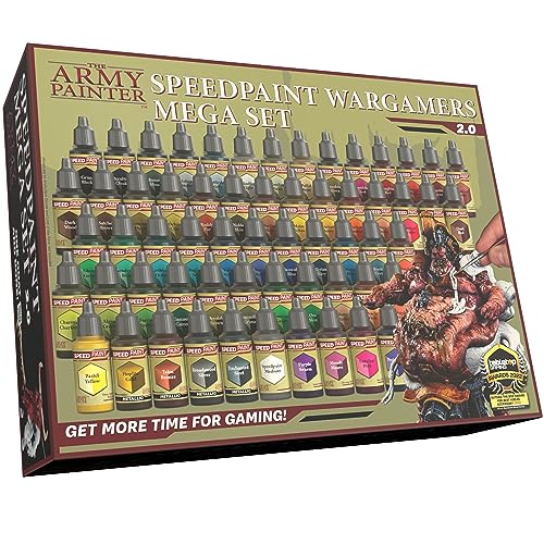 The Army Painter Speedpaint 2.0 Wargamers Mega Set, 60 Flaconi Contagocce Da 18 Ml Di Colori Non Tossici A Contrasto Con Sfere Di Miscelazione, Inclus