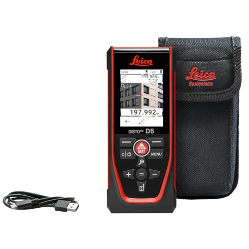Leica Disto D5, Metro Laser Professionale Con Bluetooth, Uso Con App, Mirino, Uso Esterno E Interno, E Sensore D'Inclinazione Per Tracciamento Dell'Al