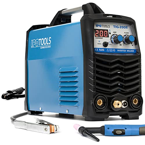 Ipotools Tig-200R Saldatrice Tig - Saldatrice Tig Con Igbt 200A 230V, Saldatrice A Elettrodo Mma 3 In 1, Saldatrice Portatile, 7 Anni Di Garanzia