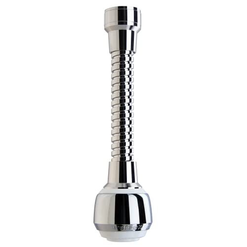 Siroflex 2510/1S Milady Doccino Per Lavandino Cucina Con Cannuccia Flessibile In Ottone Made In Italy | Aeratore Rubinetto Cromato Bianco | Areatore P