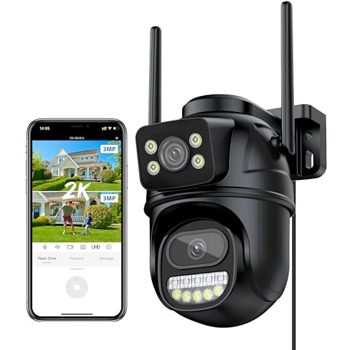 Reobiux 2.5K 6Mp Telecamera Wi-Fi Esterno, 360° Ptz Videocamera Sorveglianza Esterno Con Doppia Lente, Colori Visione Notturna, Tracciamento Automatic