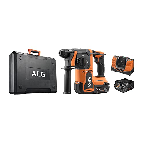 Aeg Bbh18Bl2-502C Tassellatore Sds-Plus Brushless 18V, 2 Batterie Da 5.0Ah, Forare Fino A 26Mm, Energia Di Impatto Pari A 2.5 J, Con Doppio Sistema An