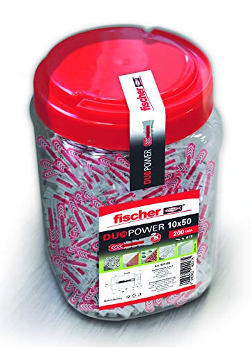 Fischer 557385 Cubo Taco 10X50 Duopower (200 Pz), Grigio/Rosso, 10X50/200 Uds
