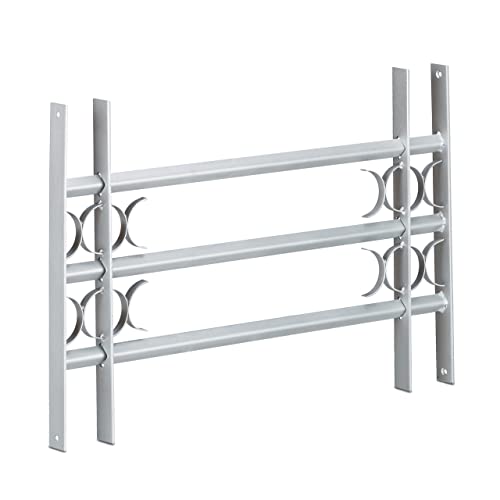 Relaxdays 10020764_627 Grate Per Finestre Antiscasso, 450X700-1050 Mm, Estensibili Zincate In Acciaio Inferriate Di Sicurezza, Grigio