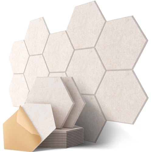 Pannelli Fonoassorbente Esagonale Autoadesiva, 12 Pezzi Pannelli Insonorizzanti Per La Decorazione Parete/Porta/Soffitto E Il Trattamento Acustico, Pa
