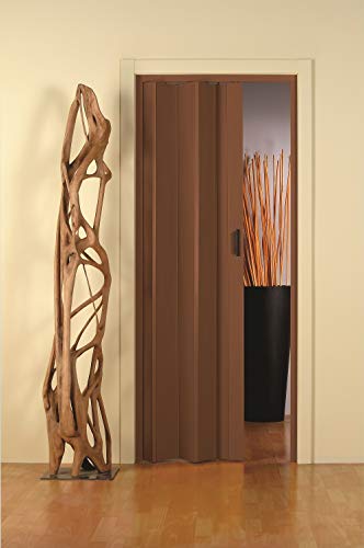 Porta A Soffietto In Pvc Noce Marrone Da Interno Con Maniglia Salvaspazio Monica
