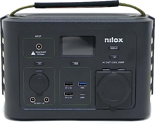Nilox, Power Station Ps300 300W Di Potenza, Con Batteria Li-Ion Nmc Per Gite Fuoriporta E Uso Domestico, Compatibile Con Tutti I Device A Corrente, Ri
