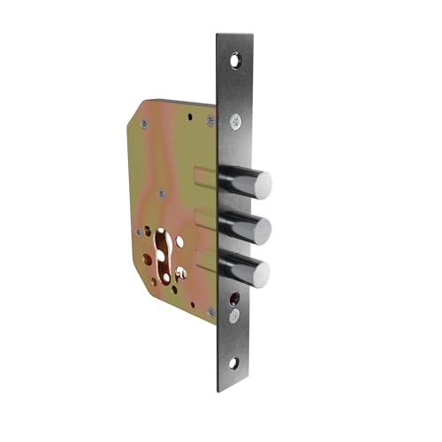Amig- Serratura Ausiliaria Da Incasso Per Porte In Legno | Spostamento 20 Mm E Entrata: 50 Mm. | Senza Scrocco | Acciaio | Nero | Include Viteria