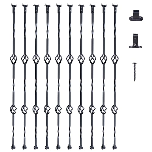 Vevor Balaustre In Metallo Per Scale, Mandrini Per Ringhiere ​​Acciaio Galvanizzato Da 44'' X 1/2", Balaustre Per Ponte Con Doppi Cestini Cavi, Ringhi