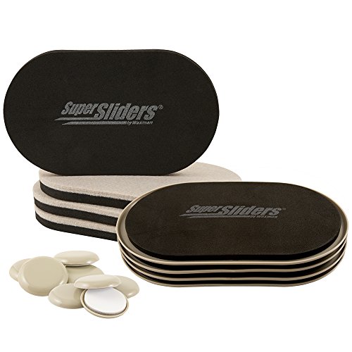 Super Sliders 4713995N - Cursori Riutilizzabili Xl Pesanti Per Mobili Per Tutte Le Superfici Con Tappeto Autoadesivo In Omaggio, Lino (Confezione Da 8