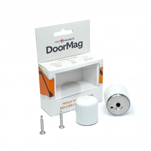 Doormag - Magnete Per Porta Bifold | Fermaporta E Magnete Con Chiusura | Viti Di Fissaggio Incluse (Bianco)