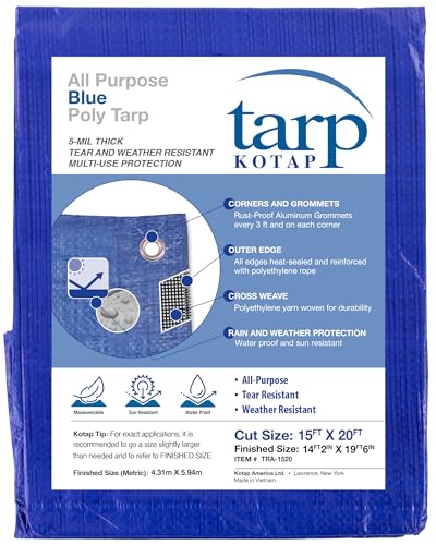 Kotap 4,6 M X 6,1 M General Purpose Blue Poly Tarp, Item: Tra-1520