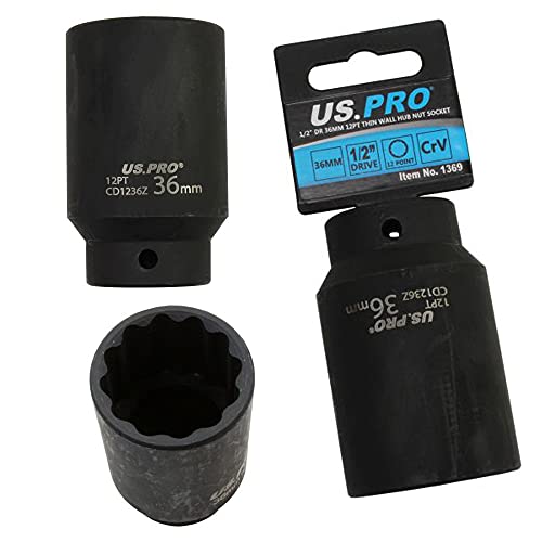Us Pro B1369 36 Mm 1/2 "Drive Doppia Deep Metric Impact Socket Bi Hex