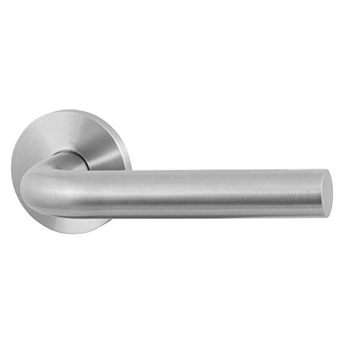 Gpf 100Vr - Maniglia Per Porta In Acciaio Inox Opaco Modello L, 19 Mm, Su Rosetta, 53 X 6 Mm