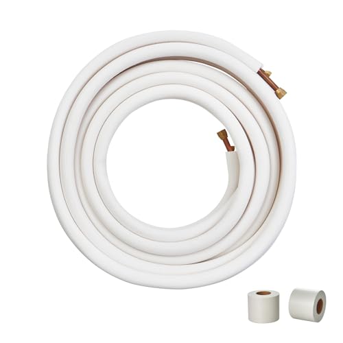 Vevor 50Ft Mini Split Line Set, Tubi In Rame Con Diametro Esterno Da 3/8" E 5/8" E Isolamento Per Aria Condizionata, Refrigerante O Pompe Di Riscaldam