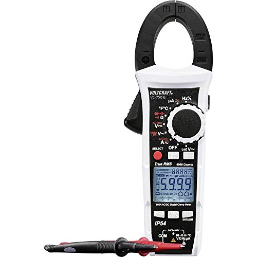 Voltcraft Vc-750 E Pinza Amperometrica, Multimetro Portatile Calibrato (Iso) Digitale Protetto Contro Spruzzi Dacqua (I
