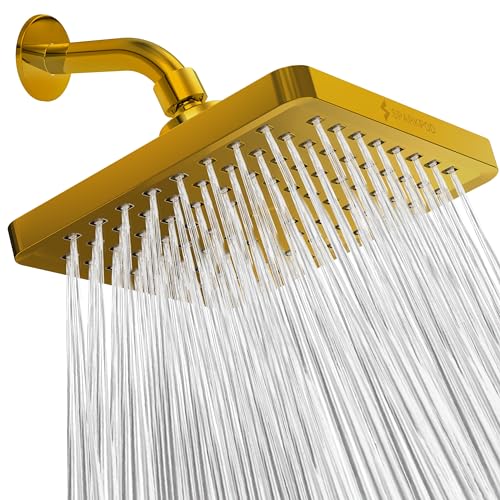 Sparkpod Fixed Shower Head - High Pressure Rain - Luxury Modern Chrome Look - Easy Tool Free Installation - The Perfect Adjustable Replacement (Gold,