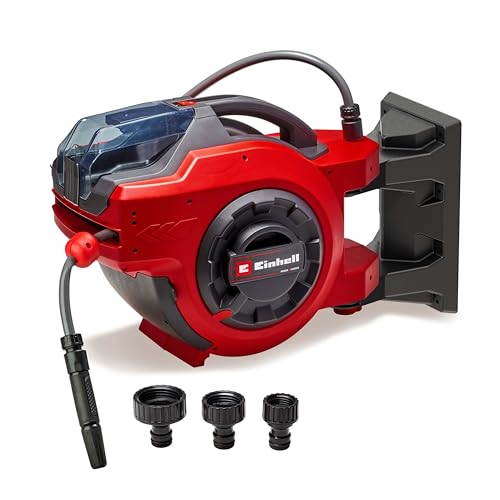 Einhell Tamburo Avvolgitubo A Batteria Ge-Hr 18/30 Li-Solo (18 V, Avvolgitubo Automatico, Orientabile Fino A 180°, Supporto A Parete, Tubo E Irrorator