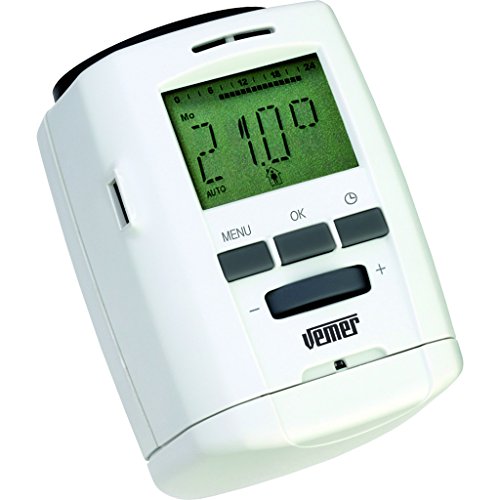 Vemer Ve740700 Thermopro - Valvola Termostatica Per Termosifoni, Cronotermostato Per Radiatori Con Programmazione Settimanale, Alimentazione A Batteri