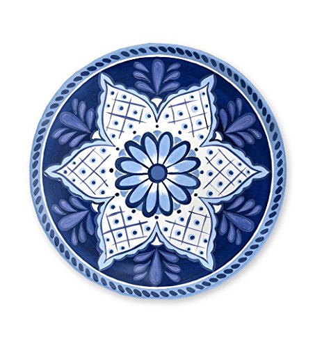 Emporio Zani Touch Mel Santorini Piatti Dessert 4Pz Assortiti 100% Melamina Colore Bianco/Blu