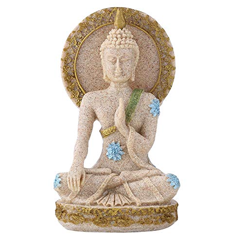 Statua Di Buddha In Preghiera, Statua Di Buddha In Arenaria Fengshui Buddha In Meditazione Figurina Decorativa Serena Per Home Office Da Tavolo Yoga Z