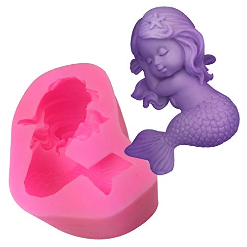 Stampo In Silicone Sirena Stampo Per Torta Sirena Chocolate Silicone Moulds Stampo Silicone Muffin Rosa Usato Per Sapone Fai Da Te, Caramelle, Budino,