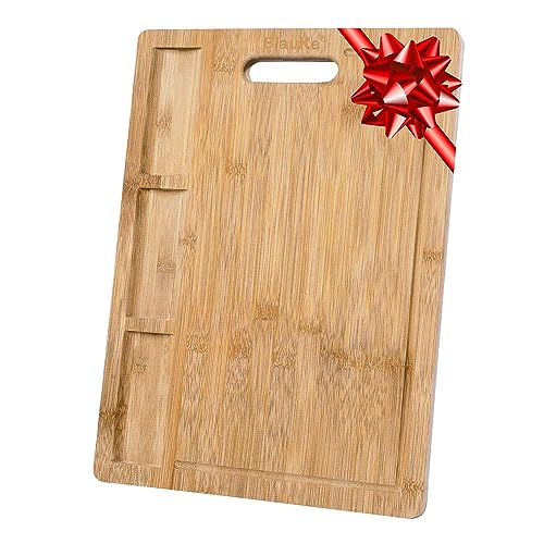 Tagliere Da Cucina In Legno Di Bambù Con Scanalatura Per Succhi E Scomparti Integrati (43X32Cm) – Tagliere In Legno Grande Professionale Per Carni, Fo