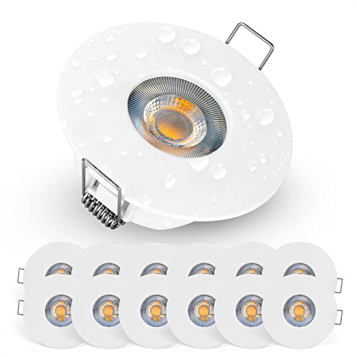 E Emos Exclusive Faretti Led Da Incasso Per Cartongesso 5W / 370 Lumen | Faretti Da Incasso Bagno Ip44 | Set Di 12 Pezzi Spot Led 3000K Luce Bianco Ca