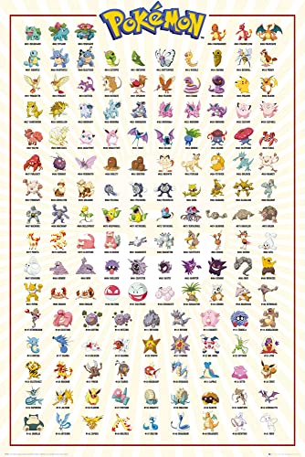 Grupo Erik Fp4360 Poster Pokemon Kanto 151, Carta, Multicolore, 91 X 61,5 X 0,1 Cm, Studio