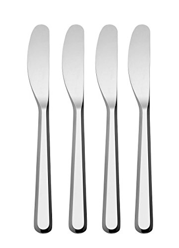 Alessi Amici Set Di 4 Coltelli Per Burro, Acciaio Inossidabile 18/10, Argento