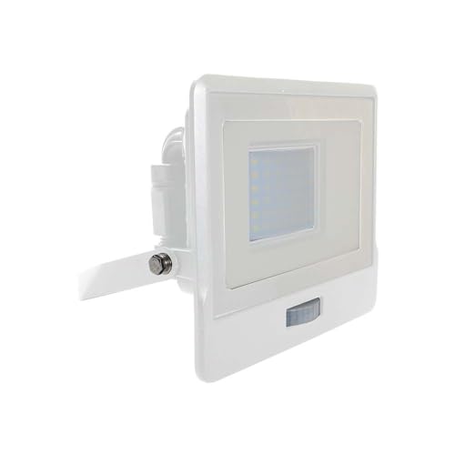 V-Tac Faro Led Da Esterno Con Chip Samsung 30W Con Sensore Pir Di Colore Bianco Impermeabile, Luce Bianco Freddo