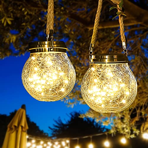 Lanterna Solare Esterno - Xrr 30 Leds 2 Pezzi Lanterne Solari Da Esterno Di Vetro Impermeabile Luci Solari, Sospensione Solare Giardino Decorativa Per