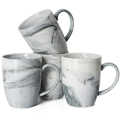 Smilatte M067 - Tazze Da Caffè In Marmo Da 396,9 Ml, In Ceramica Per Casa E Ufficio, Adatte Al Forno A Microonde, Lavabili In Lavastoviglie, Set Di 4,