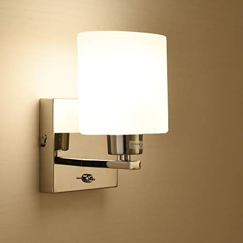Harper Living Applique Da Parete Interno, E14 Lampada Da Parete Con Interruttore, Illuminazioni Per Pareti Con Paralume In Vetro, Lampada Da Parete Pe