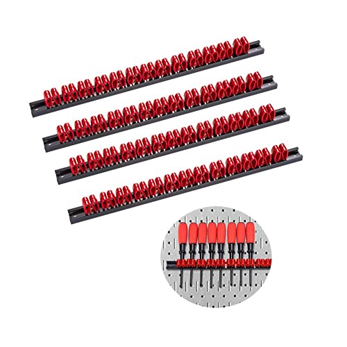 3-H Soporte Destornilladores, Supporto Portautensili, Organizador De Destornilladores Pannello Porta Utensili Da Parete,Lunghezza 347 Mm(4 Rosso)