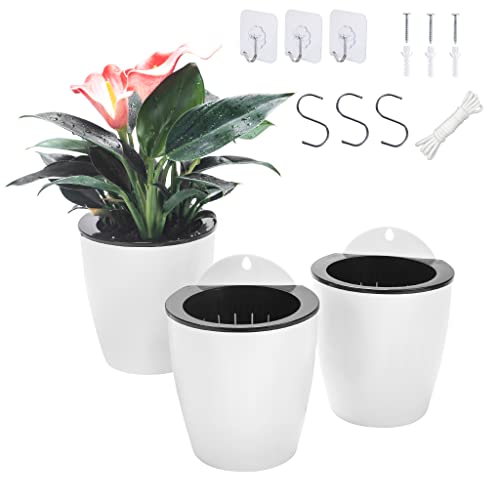 Orimerc Confezione Da 3 Vasi Sospesi, Fioriere In Plastica Semicircolare Bianca, Per Fioriere Verticali Da Giardino, Appesi Alle Finestre, Appesi Alle