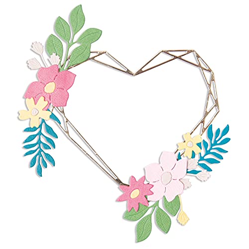 Sizzix Set Di Fustelle Thinlits 9Pk Floreale Geo Heart Frame Di Lisa Jones, 665478, Acciaio Al Carbonio, Multicolor, One Size