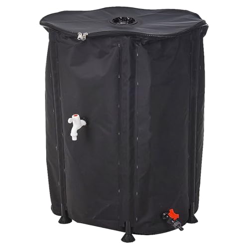 Serbatoio Dell'Acqua Piovana Pieghevole, Grande, 500 L, Con Rubinetto, Coperchio E Connettore Per Tubo Flessibile, Per Giardino Ed Esterni, Nero, 500