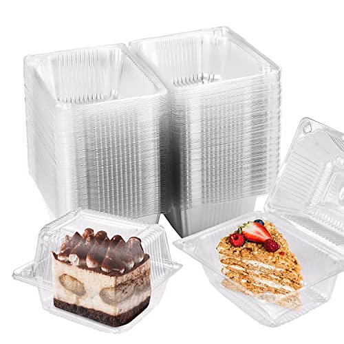 Kaheign 60 Pezzi Scatole Per Fette Di Torta, 14Cm X 10Cm Scatole Singole Per Cheesecake Scatole Per Cupcake A Conchiglia Contenitore Per Alimenti Con
