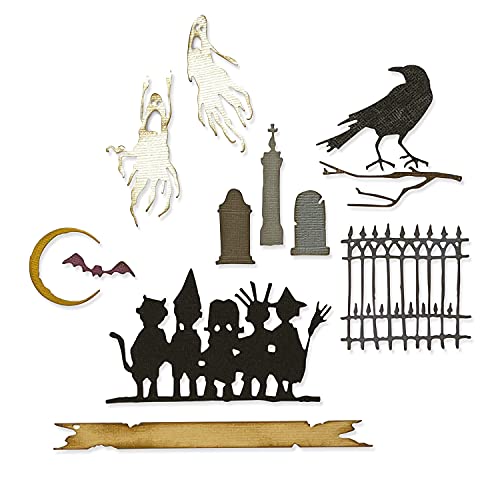 Sizzix Thinlits Die Set 11Pk Vault Series Tim Holtz, 665563, Serie Halloween 2021, Taglia Unica