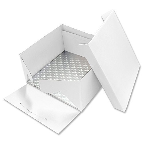 Pme Bbs888 Scatola Per Dolci Con Sottotorta Quadrato, Cartone, Bianco, 25,5 Cm