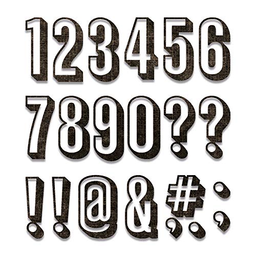 Sizzix Die 21Pk Alphanumeric Shadow Numbers Fustelle Thinlits 21 Pz 664808 Set Alfanumerico In Rilievo By Tim Holtz, Taglia Unica