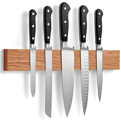 Barra Magnetica Per Coltelli In Quercia Con Magnete Extra Forte - 40 Cm - Porta-Coltelli Cucina Magnetico Per Coltelli, Utensili E Attrezzi - Di Larhn