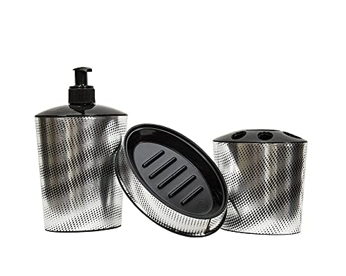 Kit Accessori Da Bagno Dispenser Sapone Porta Spazzolini Saponetta E Scopino