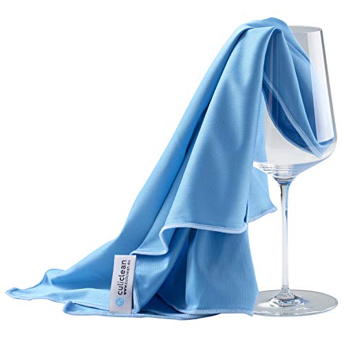 Culiclean Panni In Microfibra Per La Pulizia Di Bicchieri, Di Vetri E Multiuso (2 Panni 70X80Cm, Blu-Blu)
