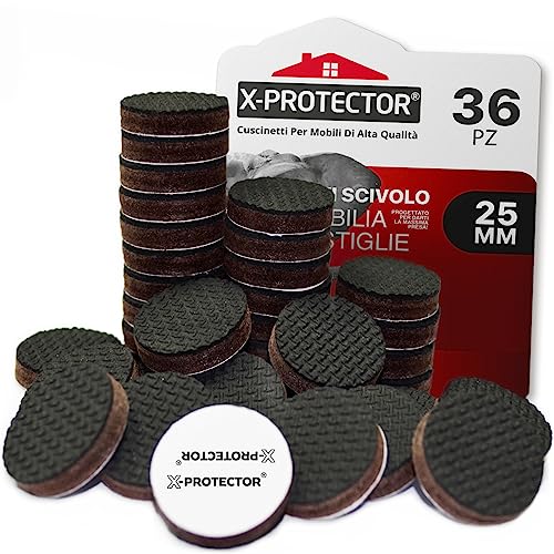 Piedini Antiscivolo Gomma X-Protector – Piedini Di Gomma Adesivi 36 Pz 25 Mm – Premi Gommini Per Sedia – Feltrini Antiscivolo Per Mobili Di Alta Quali